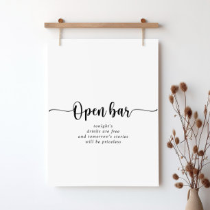 Minimalistisk Calligraphy Bröllop Open Pub-tecken Poster