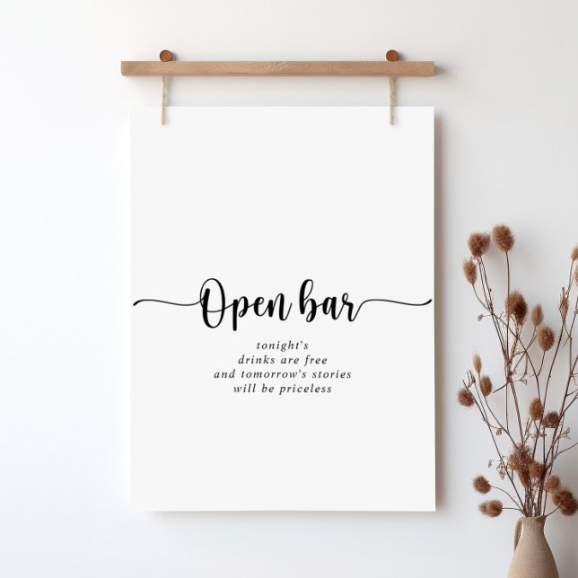 Minimalistisk Calligraphy Bröllop Open Pub-tecken Poster (Skapare uppladdad)
