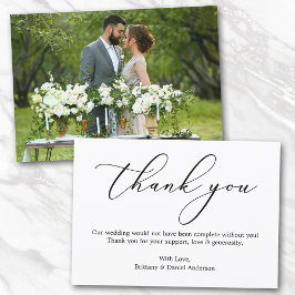 Minimalistisk Calligraphy Bröllop Photo Tack Kort