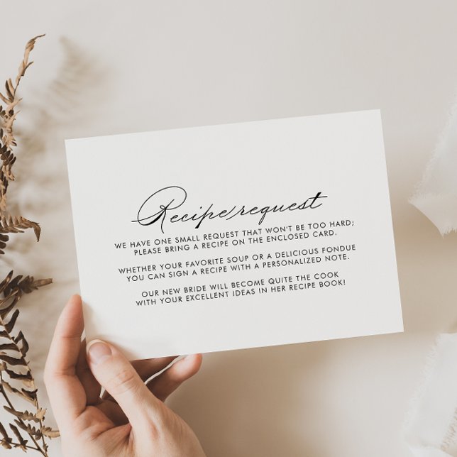 Minimalistisk Calligraphy Bröllop Recipe-begäran Tilläggskort (Skapare uppladdad)