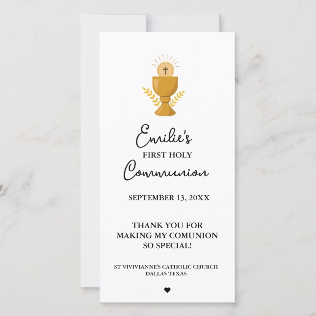 Minimalistisk Calligraphy First Heliga Communion P (Framsida)