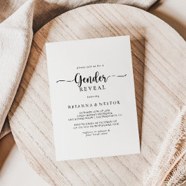 Minimalistisk calligraphy Gender Reveal Party Inbjudningar