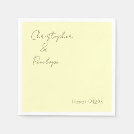 Minimalistisk Calligraphy Light Gult Bröllop Pappersservett