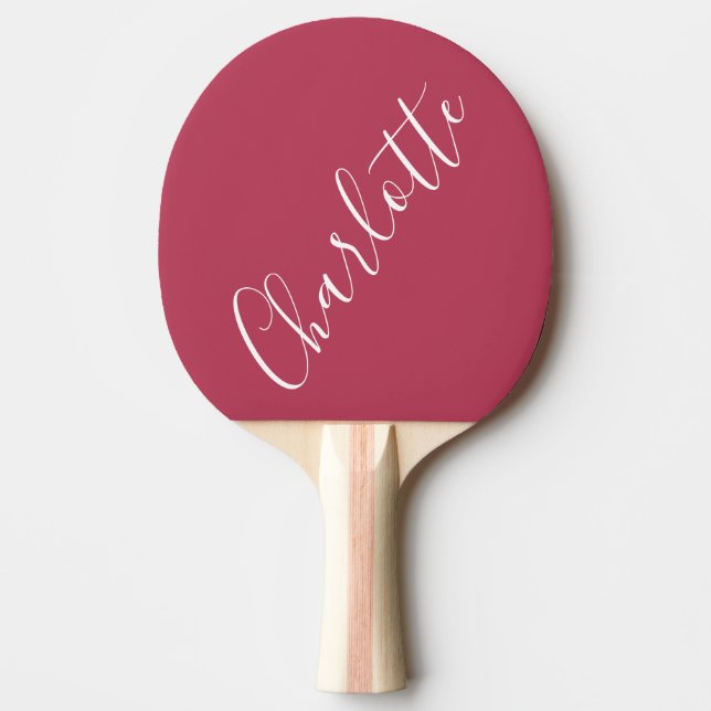 Minimalistisk Calligraphy Personlig Namn Magenta Pingisracket (Framsidan)