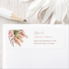 Minimalistisk Callygraphy Script Boho Pampasgräs Returadress Etikett