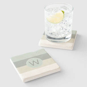 Minimalistisk Calming Rand Mönster med Monogram Underlägg Sten