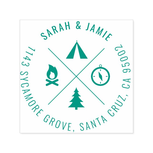 Minimalistisk Camping Thenzed Eppels Returadress Självfärgande Stämpel (Design)