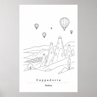 Minimalistisk Cappadocia Turkiet Linje Art Print | Poster