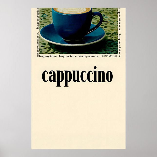 Minimalistisk Cappuccino Kaffeplansche Modernt Kök Poster (Framsidan)
