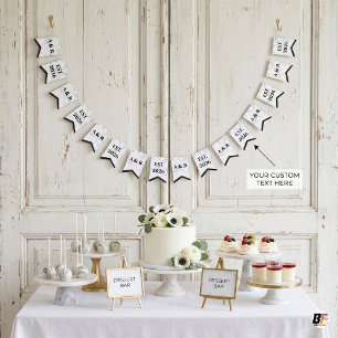 Minimalistisk Carrara Marmor Anpassad Monogram Brö Vimplar