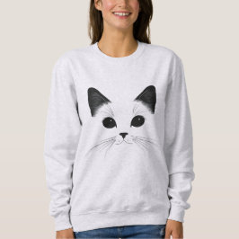 Minimalistisk Cat Ansikte Sweatshirt - Cat Lovers  T Shirt