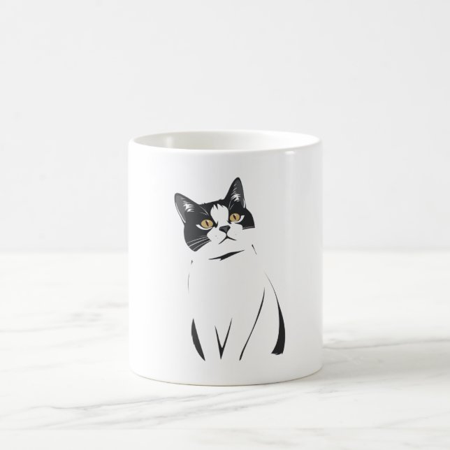 Minimalistisk Cat Line Art Mugg - Elegant och mode (Center)