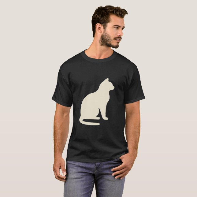 Minimalistisk Cat Silhouette - Djurälskare T Shirt (Hel framsida)