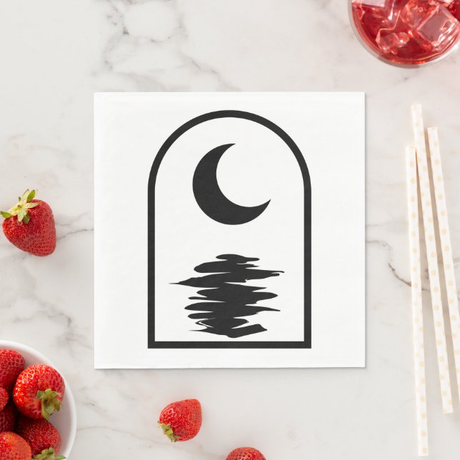 Minimalistisk Celestisk Måne och Vatten Pappersservett (Insitu)