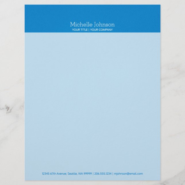 Minimalistisk Ceruleanblå Kornig Struktur Brevhuvud (Framsida)