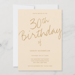 Minimalistisk Champagne 30års födelsedag Inbjudningar