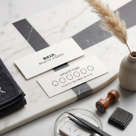 Minimalistisk Charcoal Linen | Lash Tech & Beauty Lojalitetskort