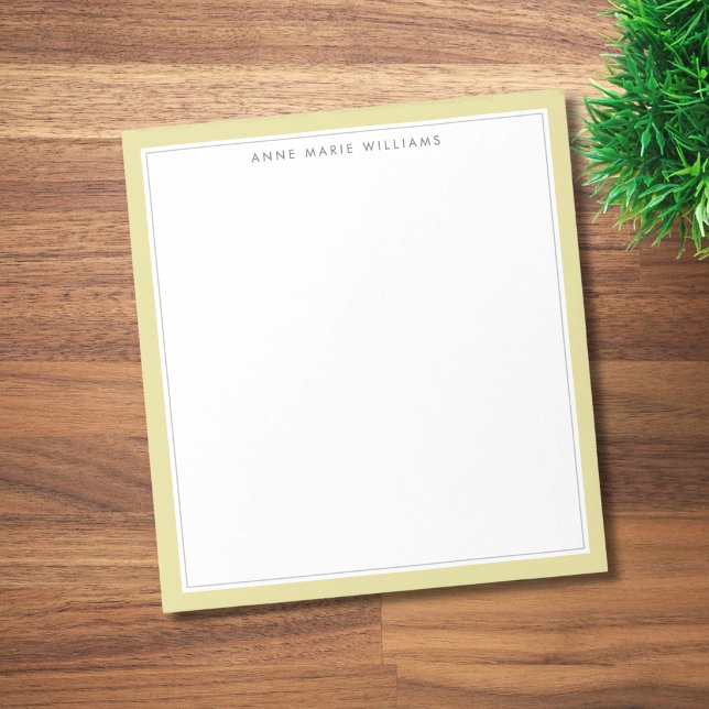 Minimalistisk Chartreuse Två Kant Namn Anteckningsblock (Skapare uppladdad)