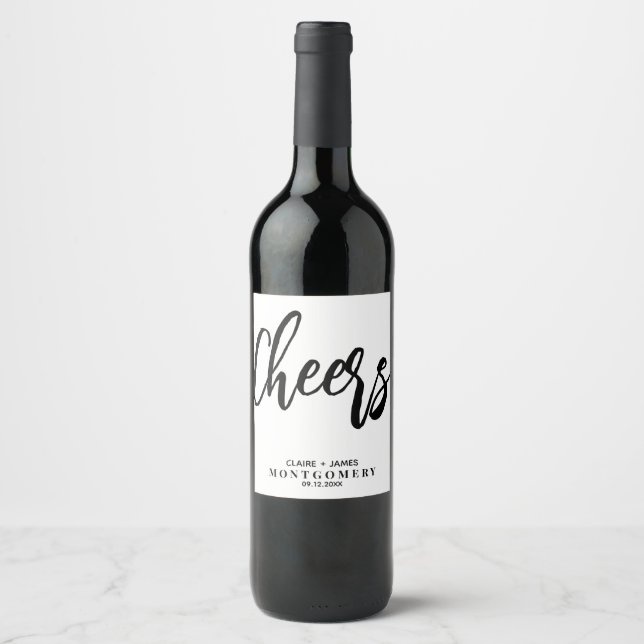 Minimalistisk Cheer Vinflaska Etikett (Framsida)