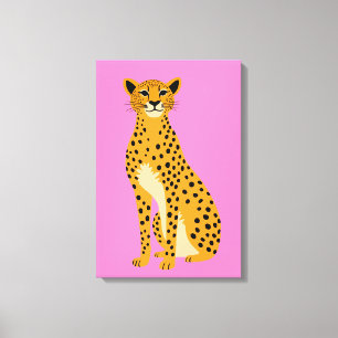 Minimalistisk Cheetah på Rosa Canvastryck