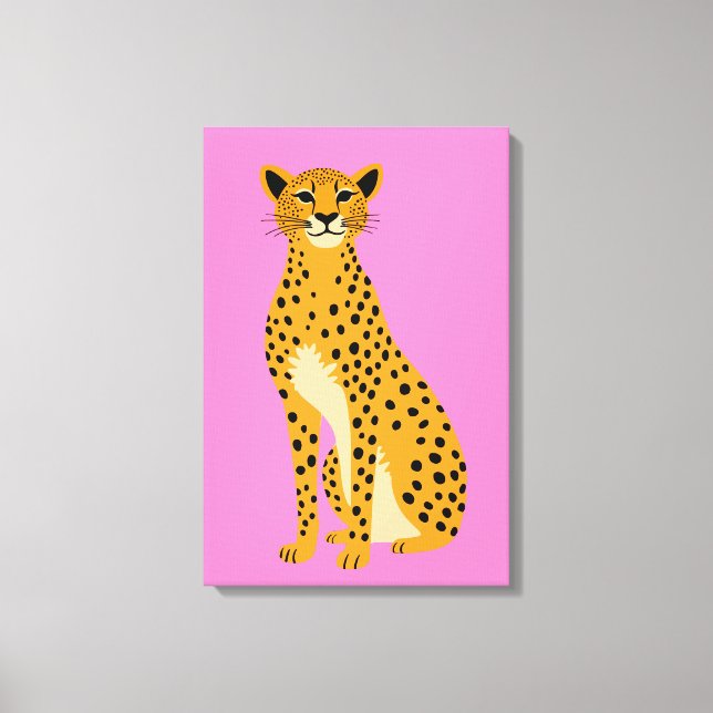Minimalistisk Cheetah på Rosa Canvastryck (Framsida)