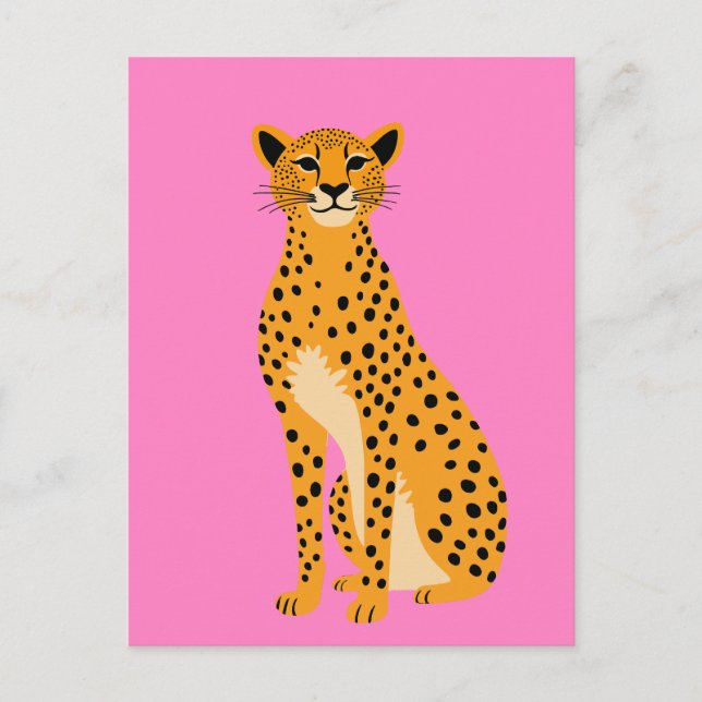 Minimalistisk Cheetah på Rosa Helg Vykort (Framsida)