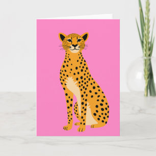 Minimalistisk Cheetah på Rosa Kort