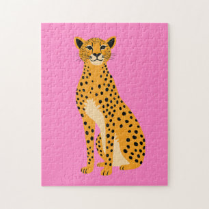 Minimalistisk Cheetah på Rosa Pussel