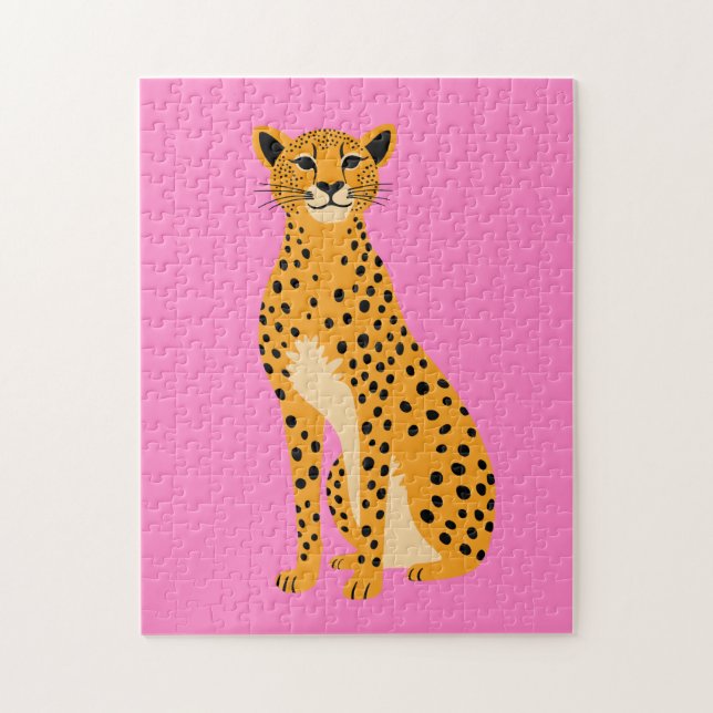 Minimalistisk Cheetah på Rosa Pussel (Vertikal)