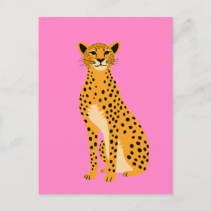 Minimalistisk Cheetah på Rosa Vykort