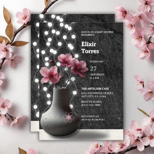 Minimalistisk Cherry Blommar Flowers Baby Shower Inbjudningar