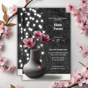 Minimalistisk Cherry Blommar Flowers Baby Shower Inbjudningar