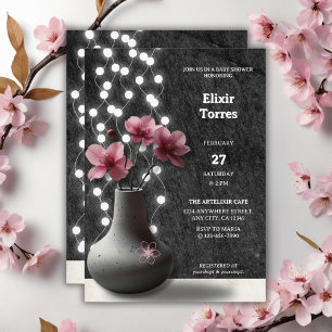 Minimalistisk Cherry Blommar Flowers Baby Shower Inbjudningar
