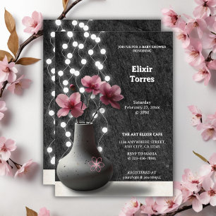 Minimalistisk Cherry Blommar Flowers Baby Shower Inbjudningar