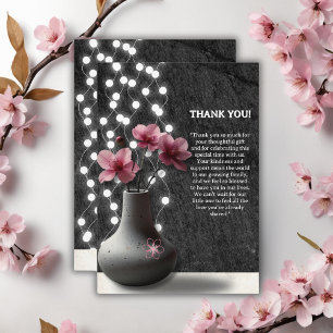 Minimalistisk Cherry Blommar Flowers Baby Shower Tack Kort