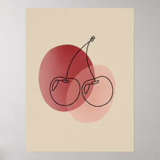 Minimalistisk Cherry Line Art Poster