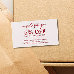 Minimalistisk Cherry Old White Bold Coupon Visitkort