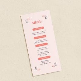 Minimalistisk Chic Aesthetic Elegant bröllop Menu Meny