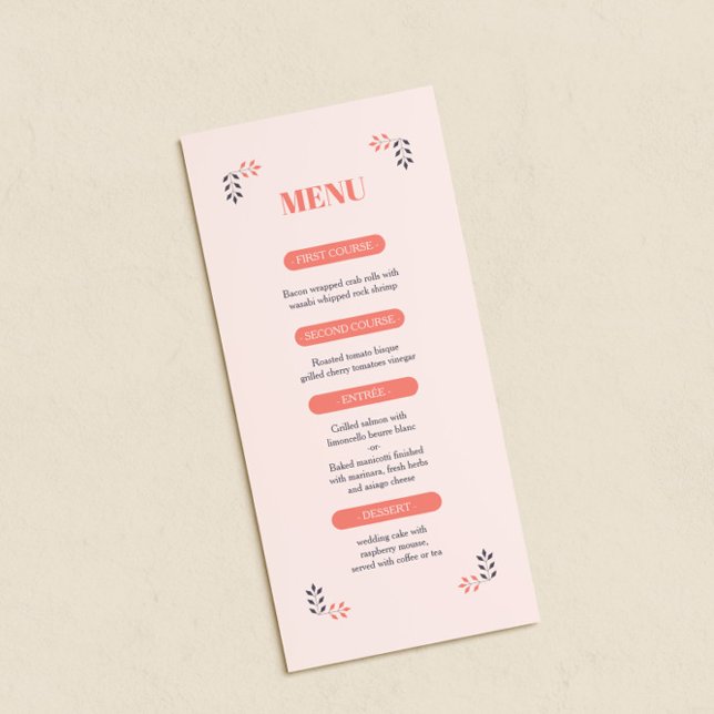 Minimalistisk Chic Aesthetic Elegant bröllop Menu Meny (Skapare uppladdad)