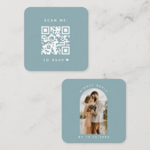Minimalistisk Chic av Dusty Blue Arch Photo Qr Cod Tilläggskort