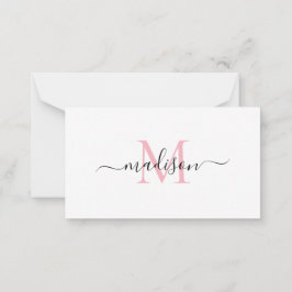 Minimalistisk Chic av Elegant Monogram   Rosa av s Anteckningskort