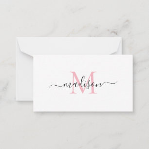 Minimalistisk Chic av Elegant Monogram   Rosa för  Anteckningskort