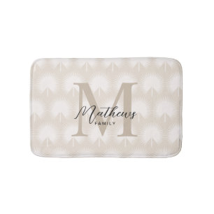 Minimalistisk Chic Beige Anahaw Löv Script Monogra Badrumsmatta