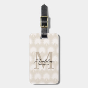 Minimalistisk Chic Beige Anahaw Löv Script Monogra Bagagebricka