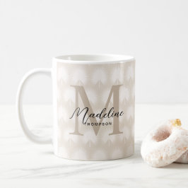 Minimalistisk Chic Beige Anahaw Löv Script Monogra Kaffemugg