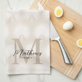 Minimalistisk Chic Beige Anahaw Löv Script Monogra Kökshandduk