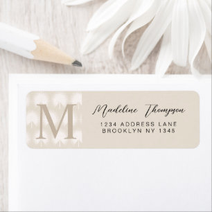 Minimalistisk Chic Beige Anahaw Löv Script Monogra Returadress Etikett