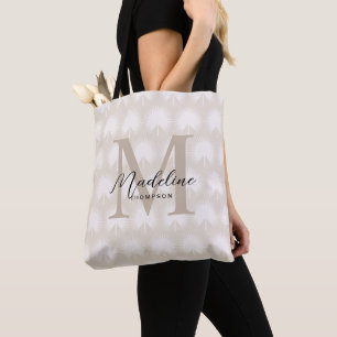 Minimalistisk Chic Beige Anahaw Löv Script Monogra Tygkasse