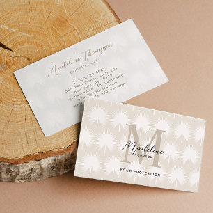Minimalistisk Chic Beige Anahaw Löv Script Monogra Visitkort