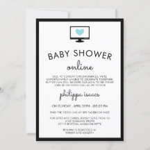 Minimalistisk Chic Blå Virtuell Babyfest